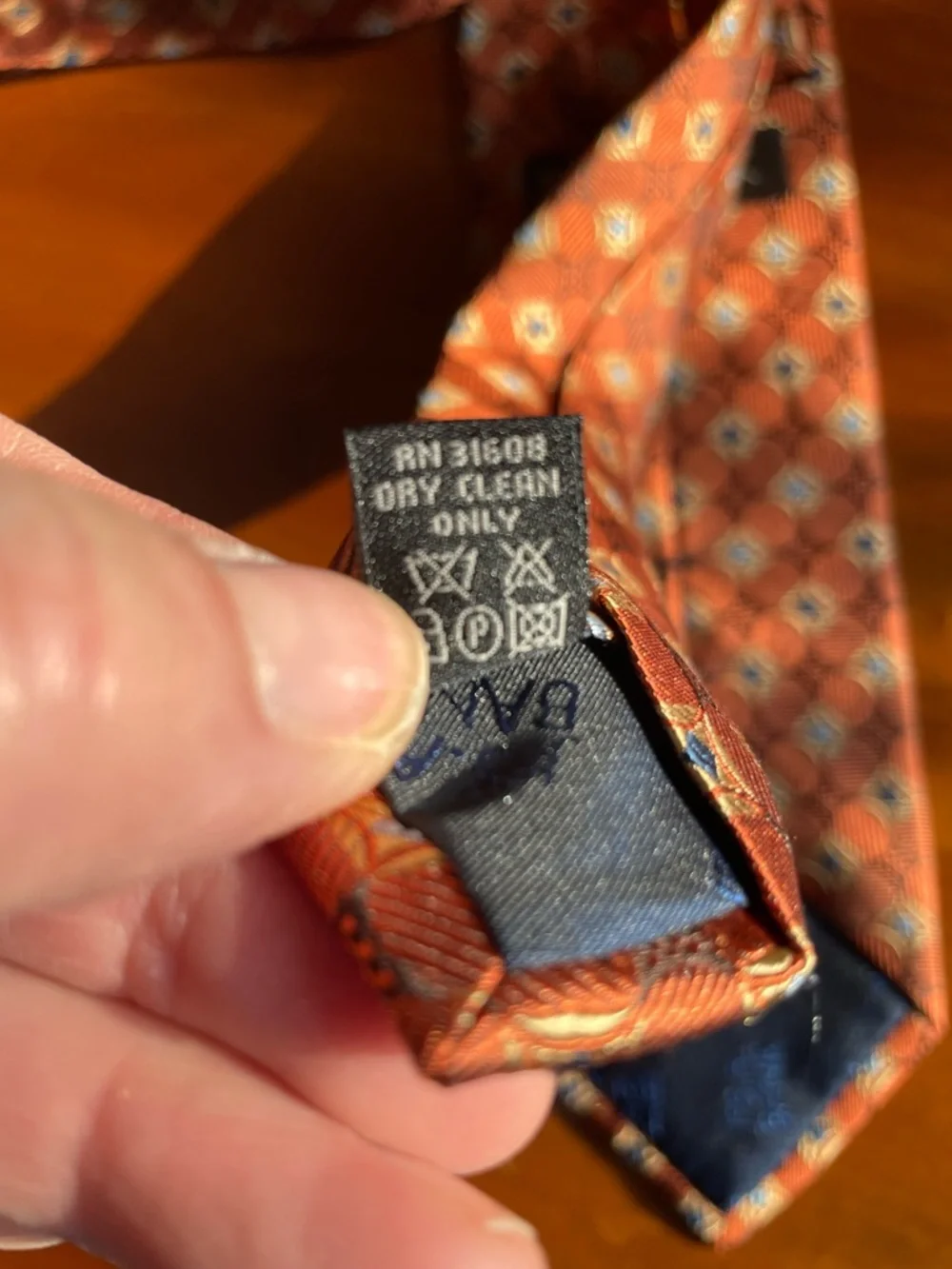 Jos. A.Bank 100% Silk Tie Orange Navy Gold